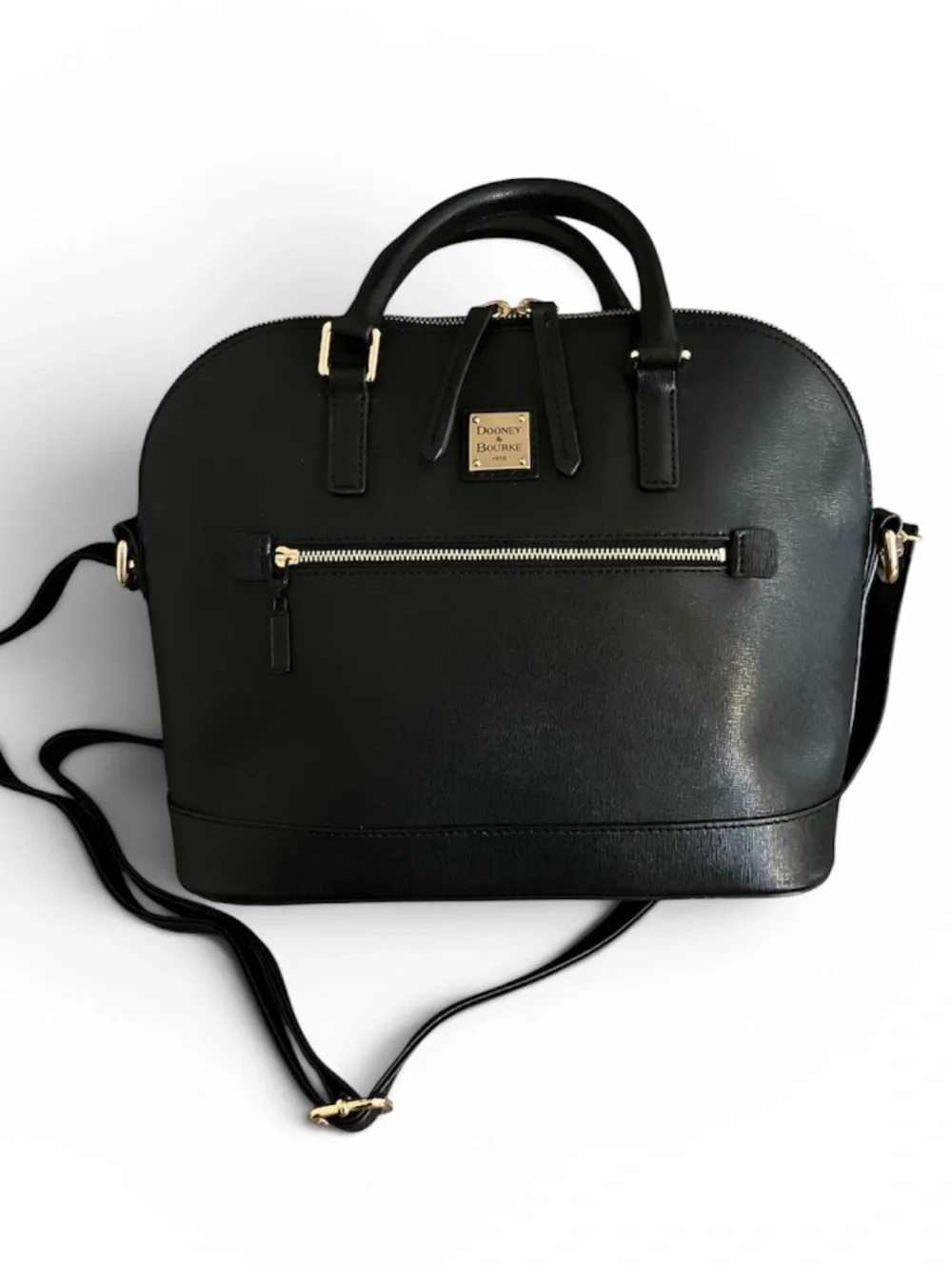BEAUTIFUL CONDITION!DOONEY & BOURKE SAFFIANO LEATHER DOMED ZIP SATCHEL CROSSBODY
